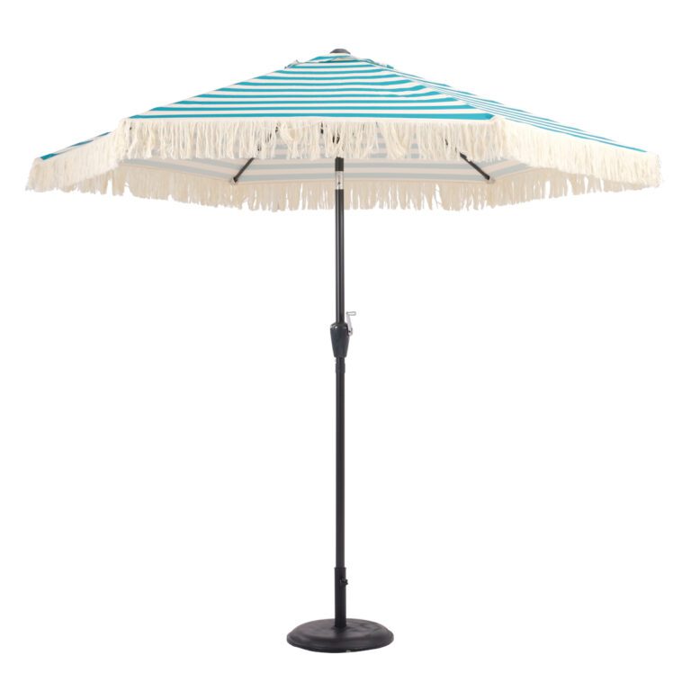 5056771095986 1 Boho Fringed Garden Parasol Blue.JPG